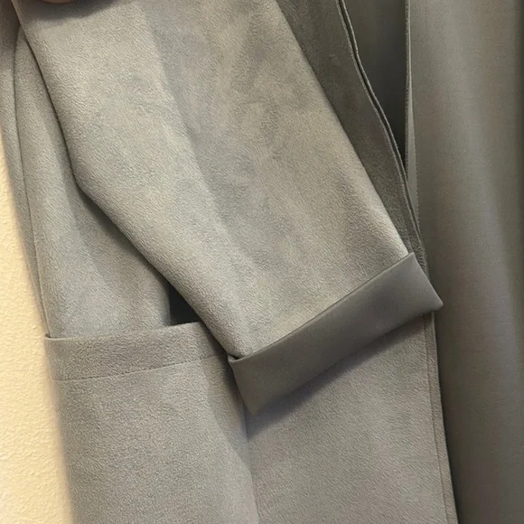 Zara Basics Blue/Gray Suede Open Jacket with Relaxed Silhouette - Picture 4 of 4